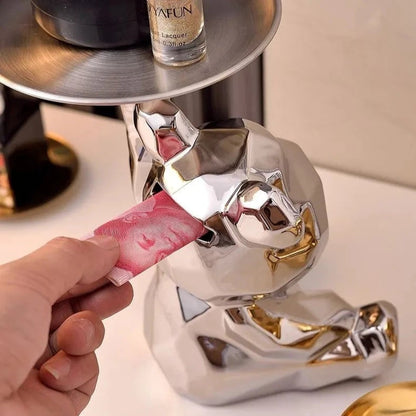 Geomursa Ceramic Bear Tray & Piggy Bank Sculpture